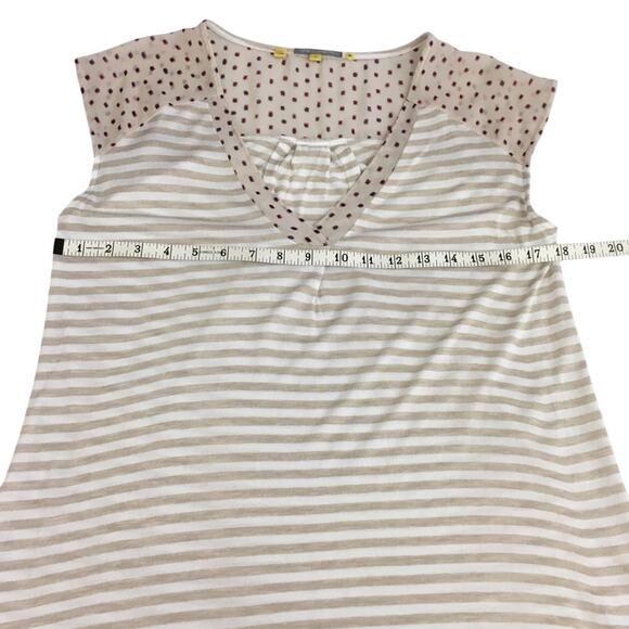 Vintage Anthropologie Little Yellow Button Popover Top Stripe V Neck Tunic - Picture 11 of 15